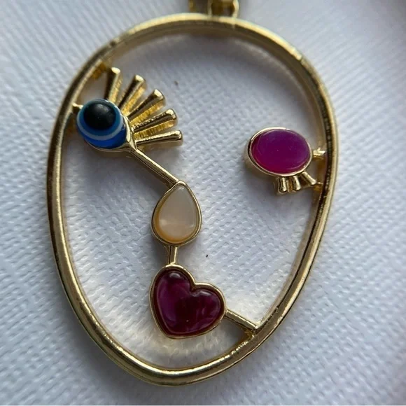 🆕 Gold tone Picasso face art earrings 18k plated - Picture 5 of 6